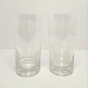 MCM White Polka Dot Pattern Highball Glasses Set of 2